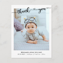 Modernes Foto Geburtsankündigung & Vielen Dank Postkarte