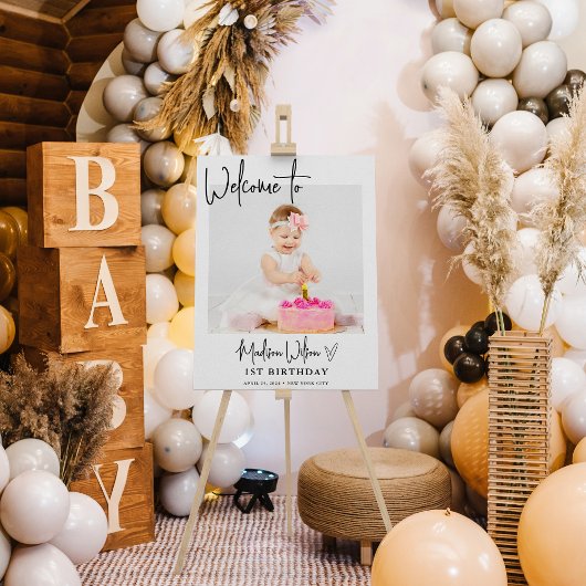 Modernes Foto Geburtstag Begrüßungszeichen Poster