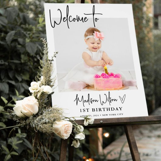 Modernes Foto Geburtstag Begrüßungszeichen Poster