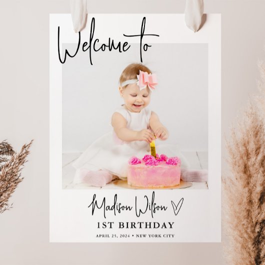 Modernes Foto Geburtstag Begrüßungszeichen Poster