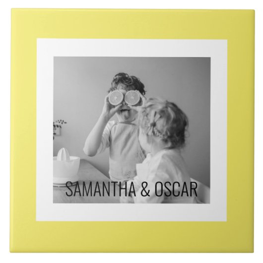 Modernes Foto Gelb Einfach Liebliches Geschenk Fliese (Vorderseite)