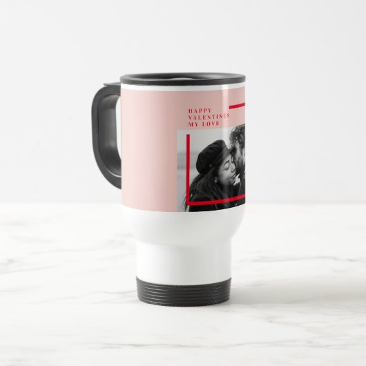 Modernes Foto | Geschenk von Rot und Rosa Reisebecher (Vorderseite Links)
