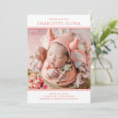 Modernes Foto Girl Birth Ankündigung (Stehend Vorderseite)