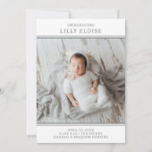 Modernes Foto Girl Birth Ankündigung (Vorderseite)