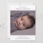 Modernes Foto Girl Birth Ankündigung (Vorderseite)