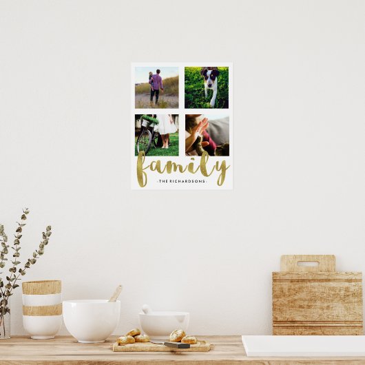 Modernes Foto-Gitter der Weißen Familie mit Imitat Poster (Küche)