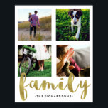 Modernes Foto-Gitter der Weißen Familie mit Imitat Poster<br><div class="desc">Dieses schlichte, stilvolle Poster ist der perfekte Weg, um einige Ihrer Lieblings-Fotos zu zeigen. Ein weißer Hintergrund hat einen Platz für vier eigene quadratische Fotos, die Sie einfach mit der Vorlage anfügen können. (Instagram-Fotos sind perfekt.) Das Wort "Familie" erscheint am unteren Rand in trendigen Imitaten Goldfolientext mit winzigen Herzen, und...</div>