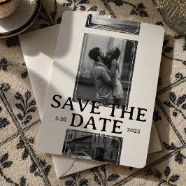Modernes Foto-Gitter mit fett Serif Save the Date Einladung