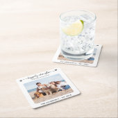 Modernes Foto glücklicherweise je nach Hochzeit vo Rechteckiger Pappuntersetzer (Vor Ort)