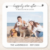 Modernes Foto glücklicherweise je nach Hochzeit vo Rechteckiger Pappuntersetzer (Vorderseite)