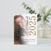 Modernes Foto Gold Black 2023 Abschluss Ankündigungspostkarte (Stehend Vorderseite)