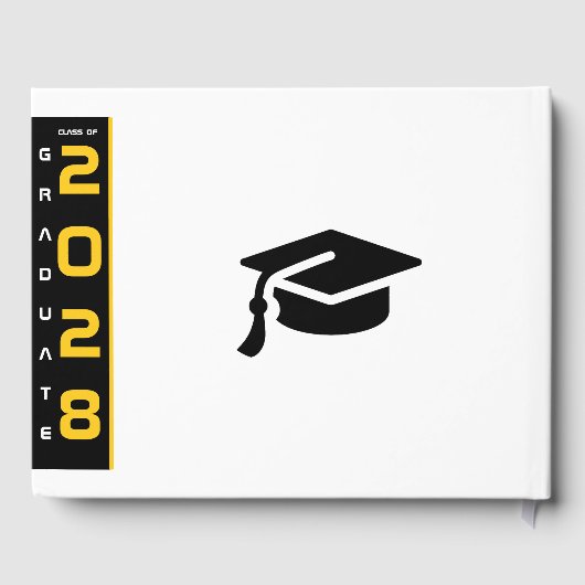 Modernes Foto Gold Black Abschluss Gästebuch (Rückseite)