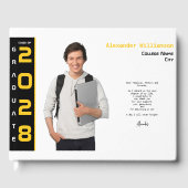 Modernes Foto Gold Black Abschluss Gästebuch (Vorderseite)