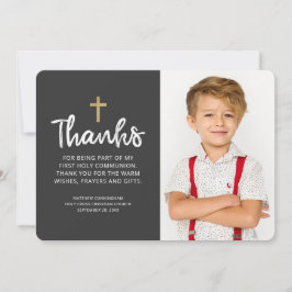 Modernes Foto Gold Cross Kommunion Vielen Dank Dankeskarte