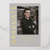 Modernes Foto Gold Foil Abschluss Ankündigung (Vorderseite)