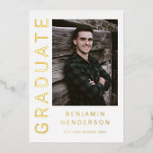 Modernes Foto Gold Foil Abschluss Ankündigung (Vorderseite)