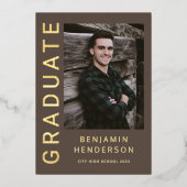 Modernes Foto Gold Foil Abschluss Ankündigung (Vorderseite)