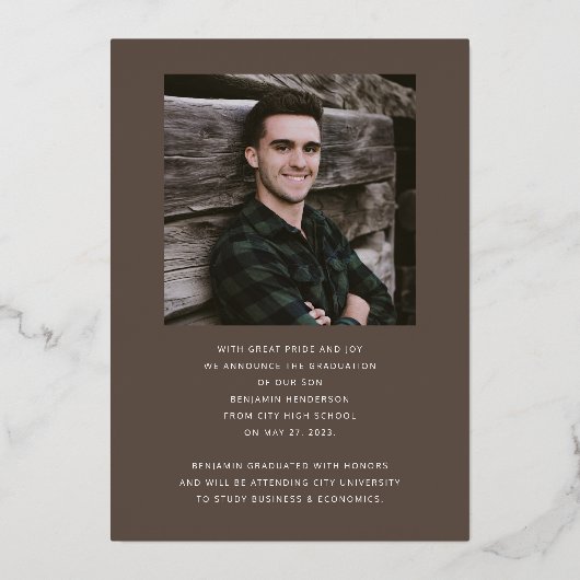 Modernes Foto Gold Foil Abschluss Ankündigung (Rückseite)