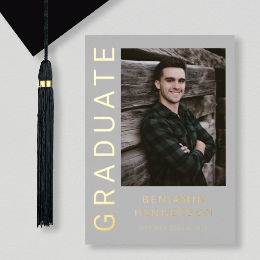 Modernes Foto Gold Foil Abschluss Ankündigung