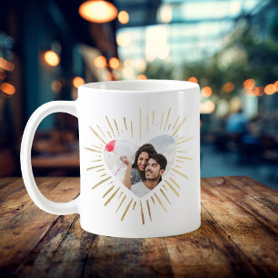 Modernes Foto Gold Herzstück Valentinstag Kaffeetasse