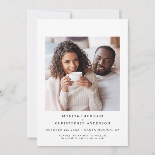 Modernes Foto-Gold-Script Save The Date (Rückseite)