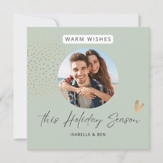 Modernes Foto Goldenes Herz Feiertagskarte (Vorderseite)