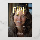 Modernes Foto & Goldfoil 50. Geburtstag Folieneinladung (Vorderseite)