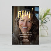 Modernes Foto & Goldfoil 50. Geburtstag Folieneinladung (Stehend vorne)