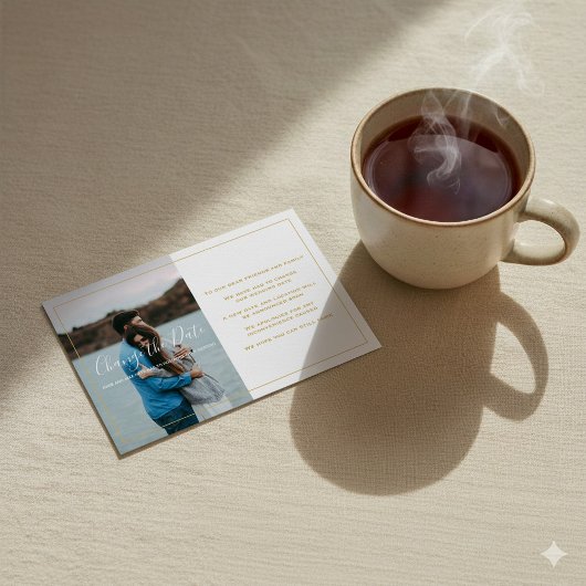 Modernes Foto, Goldtext ändert die Datumskarte Dankeskarte