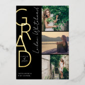 Modernes Foto Grad Black Folieneinladung (Vorderseite)