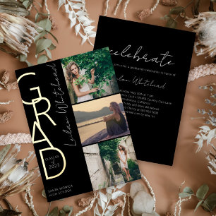 Modernes Foto Grad Black Folieneinladung