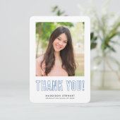 modernes Foto GRAD DANK YOU royblue Dankeskarte (Stehend Vorderseite)