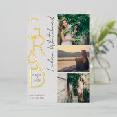 Modernes Foto Grad Light Grau Folieneinladung (Stehend vorne)