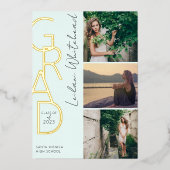 Modernes Foto Grad Minze Green Folieneinladung (Vorderseite)