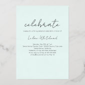 Modernes Foto Grad Minze Green Folieneinladung (Rückseite)