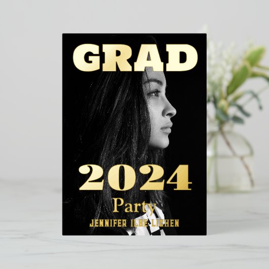 MODERNES FOTO GRAD PARTY FOLIENEINLADUNG (Stehend vorne)
