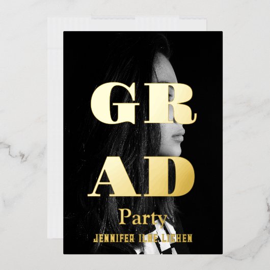 MODERNES FOTO GRAD PARTY FOLIENEINLADUNG (Briefumschlag)