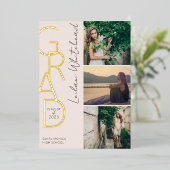 Modernes Foto Grad rosa Folieneinladung (Stehend vorne)