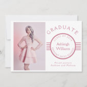 Modernes Foto Graduate Blue Stripes Abschluss Ankündigung (Vorderseite)