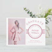 Modernes Foto Graduate Blue Stripes Abschluss Ankündigung (Stehend Vorderseite)