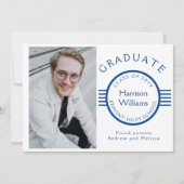 Modernes Foto Graduate Blue Stripes kundenspezifis Ankündigung (Vorderseite)