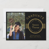 Modernes Foto Graduate Gold Streifen Abschluss Ankündigung (Vorderseite)