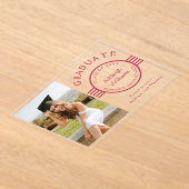 Modernes Foto Graduate Magenta Stripes Abschluss Acryleinladungen (Ablage )