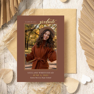 Modernes Foto Graduate Terracotta Folieneinladung