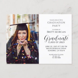 Modernes Foto Graduation Cap Gown Einladungspostkarte