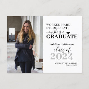 Modernes Foto Graduierte Typografie Abschluss Ankündigungspostkarte