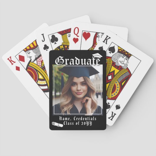 Modernes Foto-Graduiertendiplom Spielkarten (Rückseite)