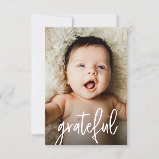 Modernes Foto Grateful Baby Dusche Dankeskarte (Vorderseite)
