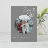 Modernes Foto Grau Save The Date (Stehend Vorderseite)
