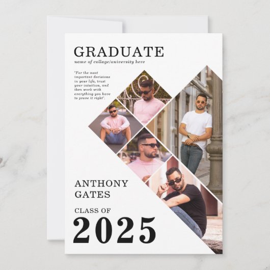 Modernes Foto Grid Abschluss Graduate Ankündigung (Vorderseite)